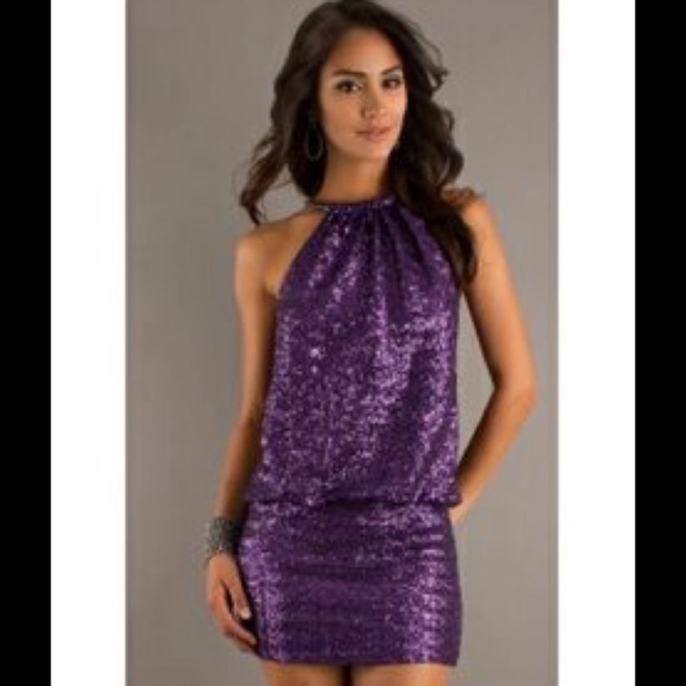 Laundry by Shelli Segal purple sequin mini dress